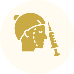 Profile of person with syringe illustration.